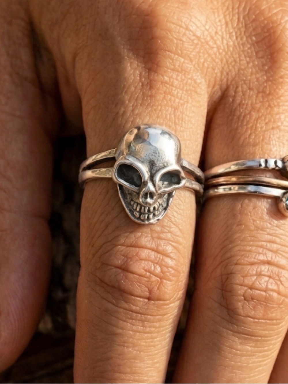 New sterling silver skull ring Size 6.5